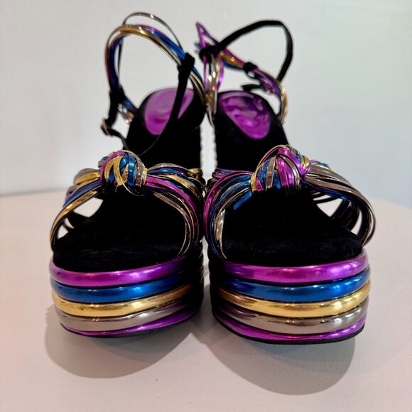 JEFFREY CAMPBELL Andrea Metallic Rainbow Disco Platform (RARE!) - Picture 10 of 16